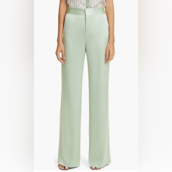 Alice + Olivia Deanna Stretch Cotton Satin
Bootcut Pants Color Green Tea size 14 - Picture 5 of 13